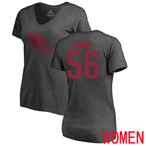 Arizona Cardinals Ash Women Terrell Suggs One Color NFL Football #56 T Shirt